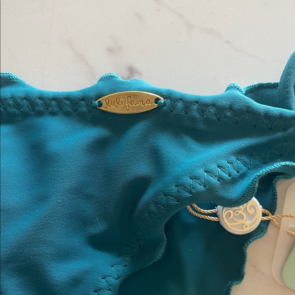 Luli Fama Turquoise Bikini Bottom with Ruffles - Picture 2 of 5
